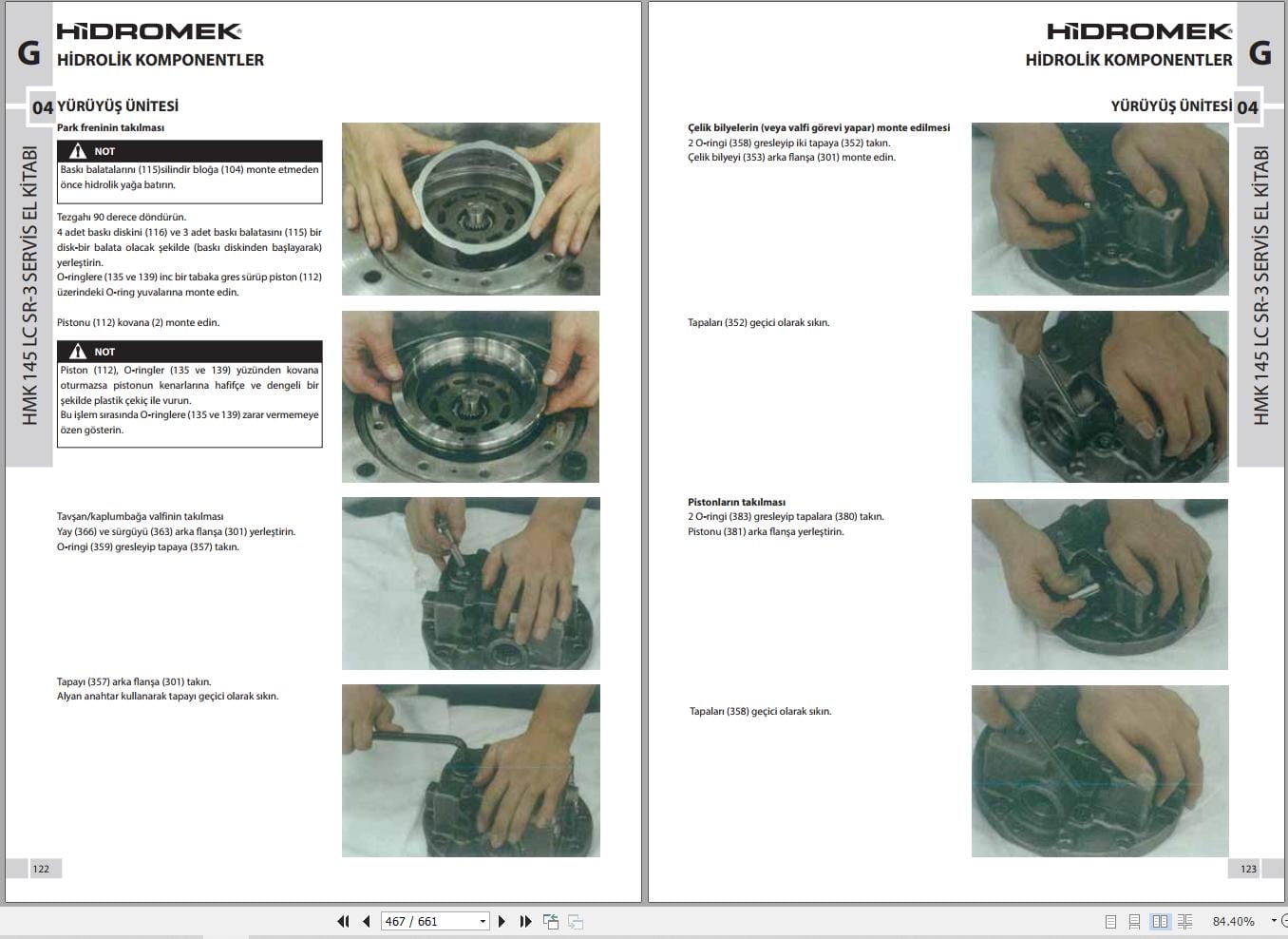 Hidromek Excavator HMK 145 LC SR 3 Workshop Manual TR (2)