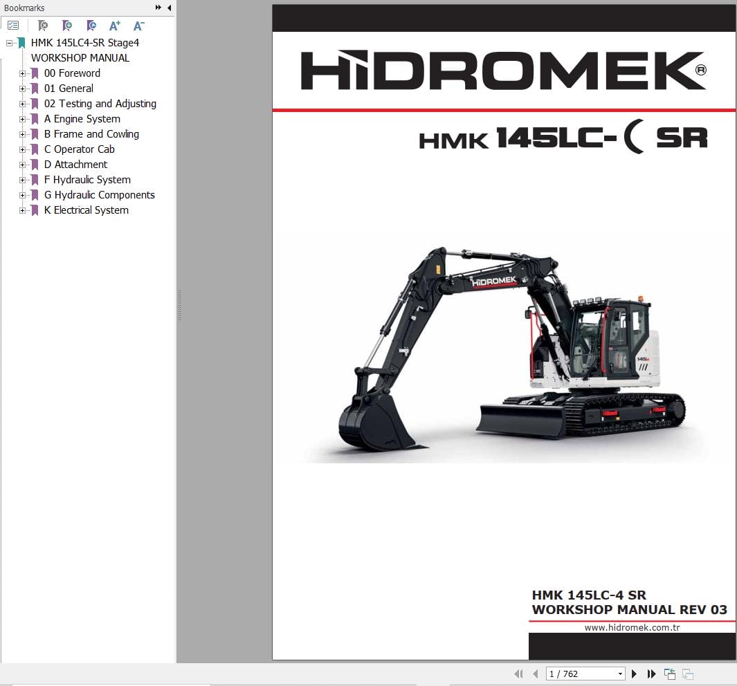 Hidromek Excavator HMK 145LC 4 SR Workshop Manual (1)
