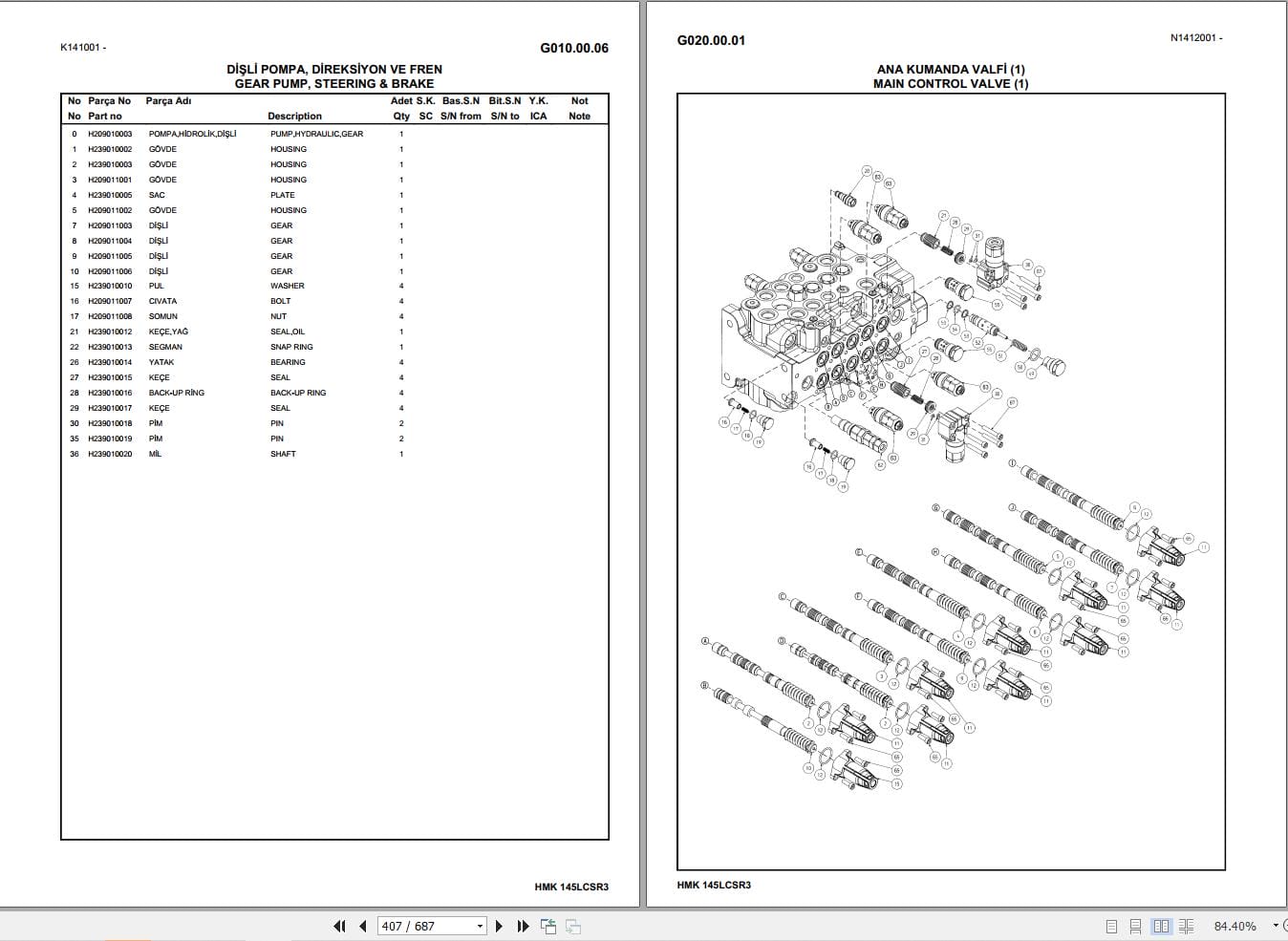 Hidromek Excavator HMK 145LC SR 3 Parts Catalog H417324300 2020 EN TR (2)