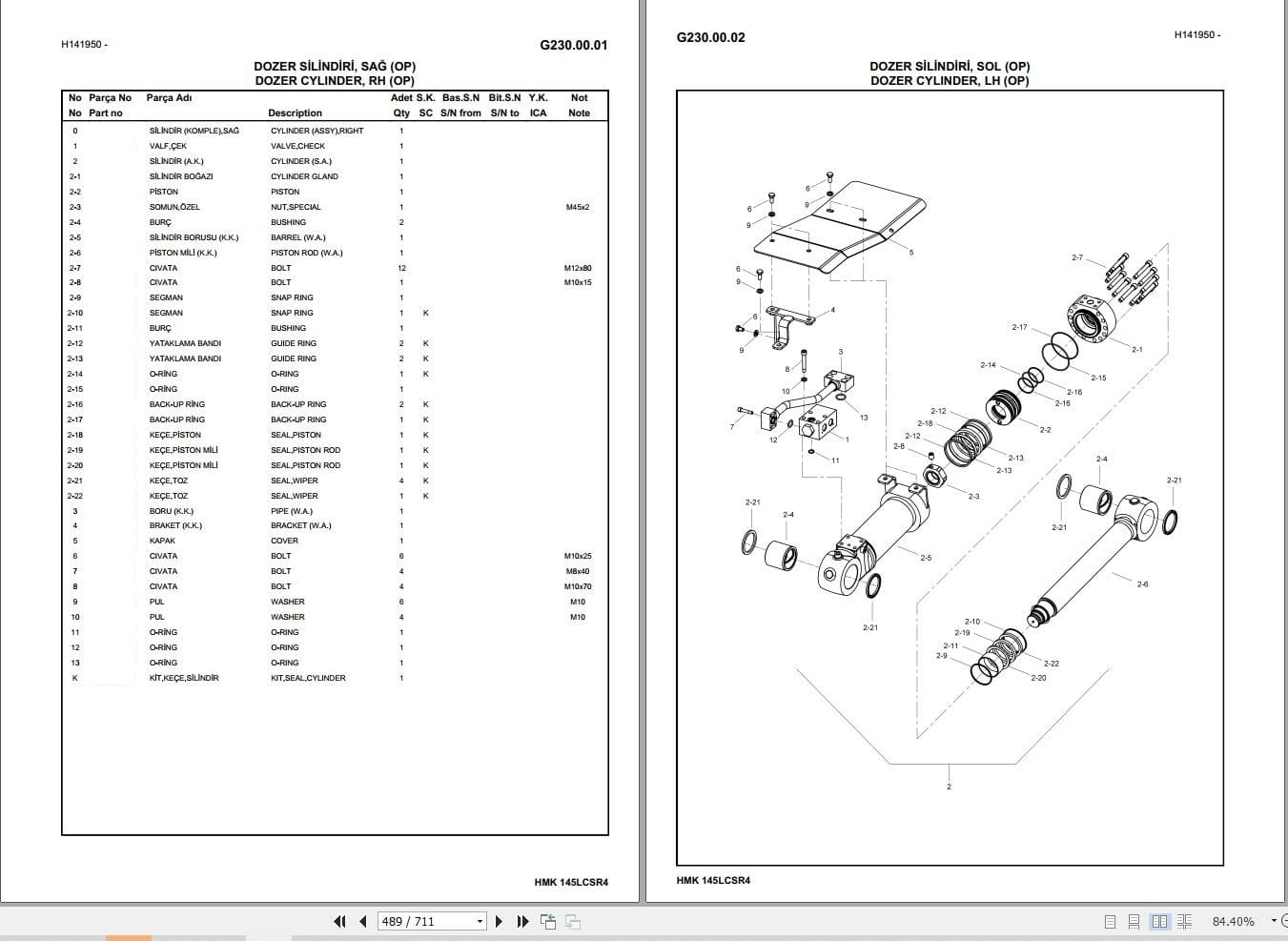 Hidromek Excavator HMK 145LC SR 4 Parts Catalog H417324300 2019 EN TR (2)