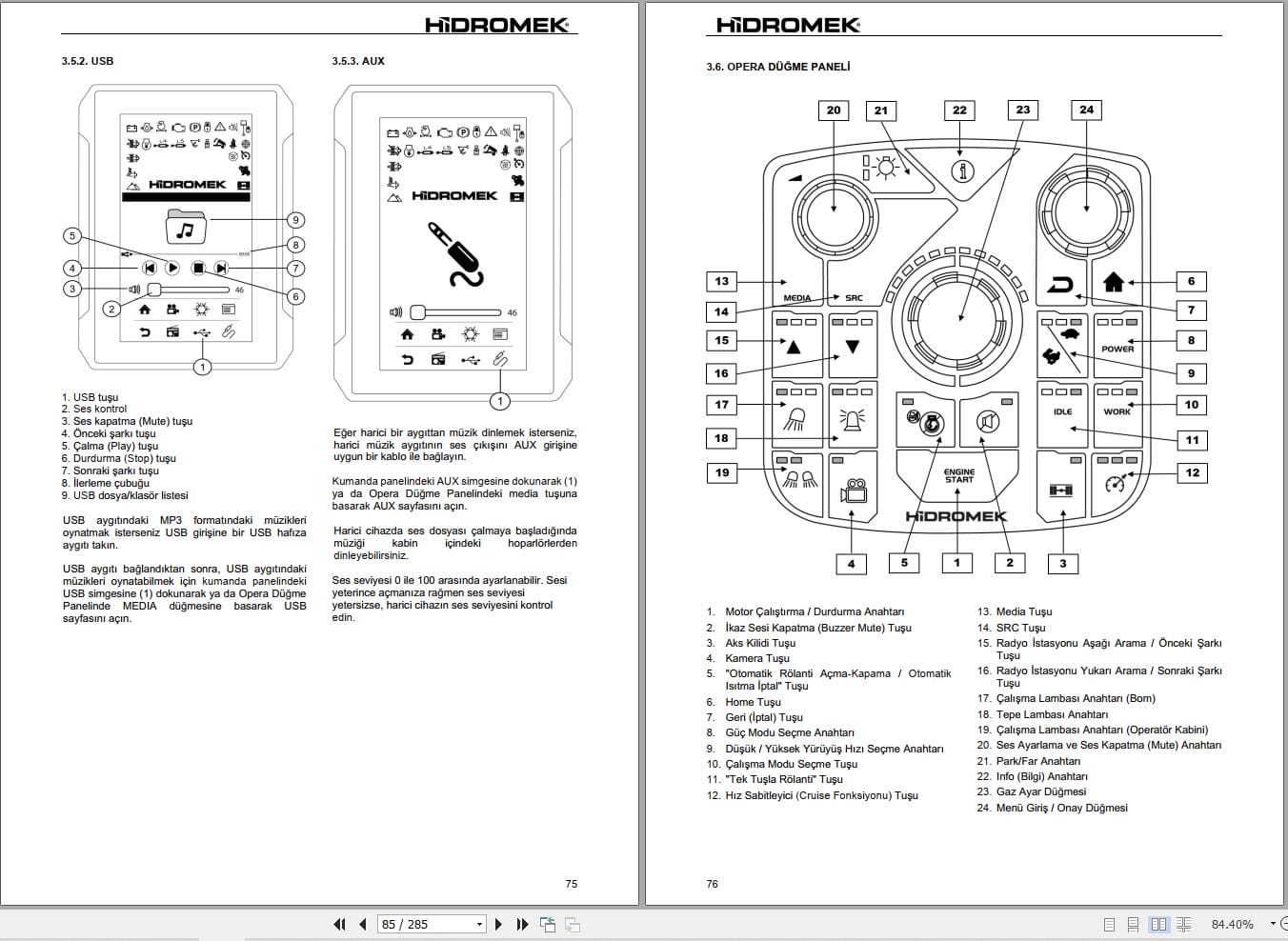 Hidromek Excavator HMK 150 WR 5 Operation Maintenance Manual H237355400 TR (2)