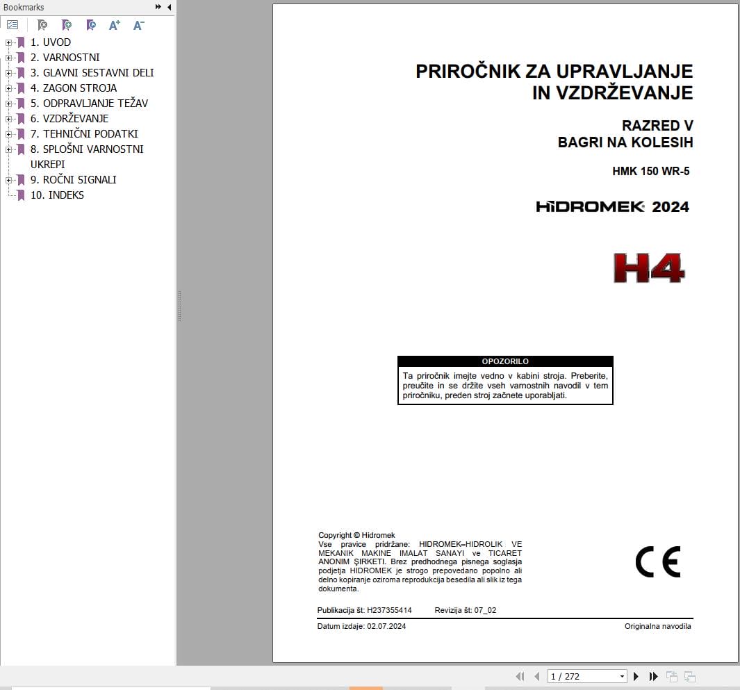 Hidromek Excavator HMK 150 WR 5 Operation Maintenance Manual H237355414 SL (1)