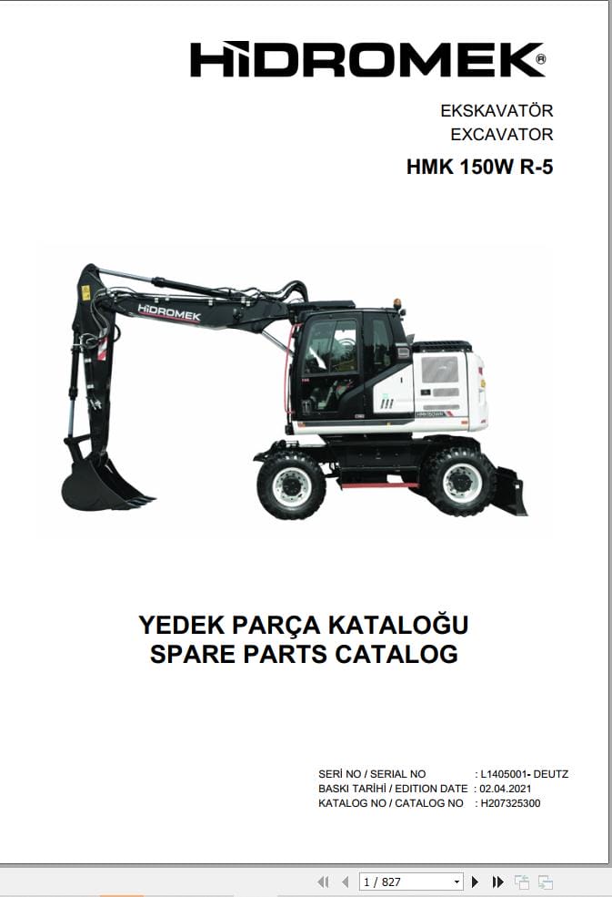 Hidromek Excavator HMK 150W R 5 Parts Catalog H207325300 2021 EN TR (1)
