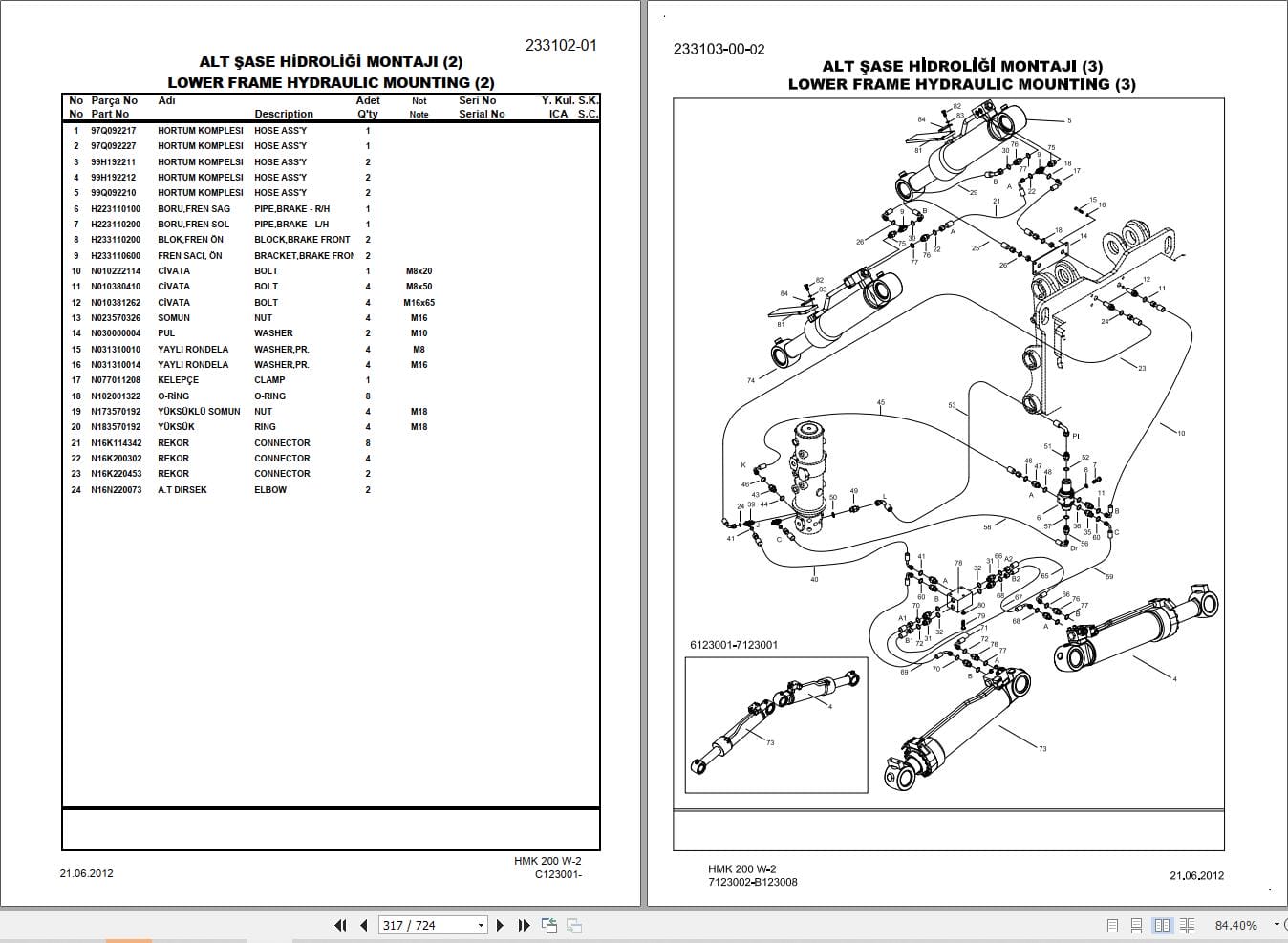 Hidromek Excavator HMK 200W 2 Parts Catalog H237311300 2009 EN TR (2)