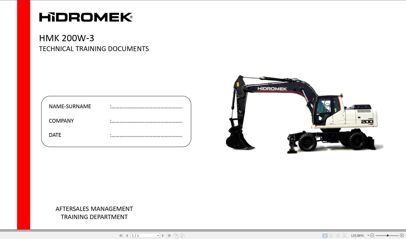 Hidromek Excavator HMK 200W 200W 3 Training Manual (1)