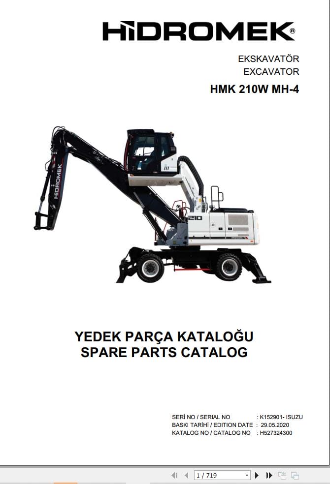 Hidromek Excavator HMK 210W MH 4 Parts Catalog H527324300 2020 EN TR (1)