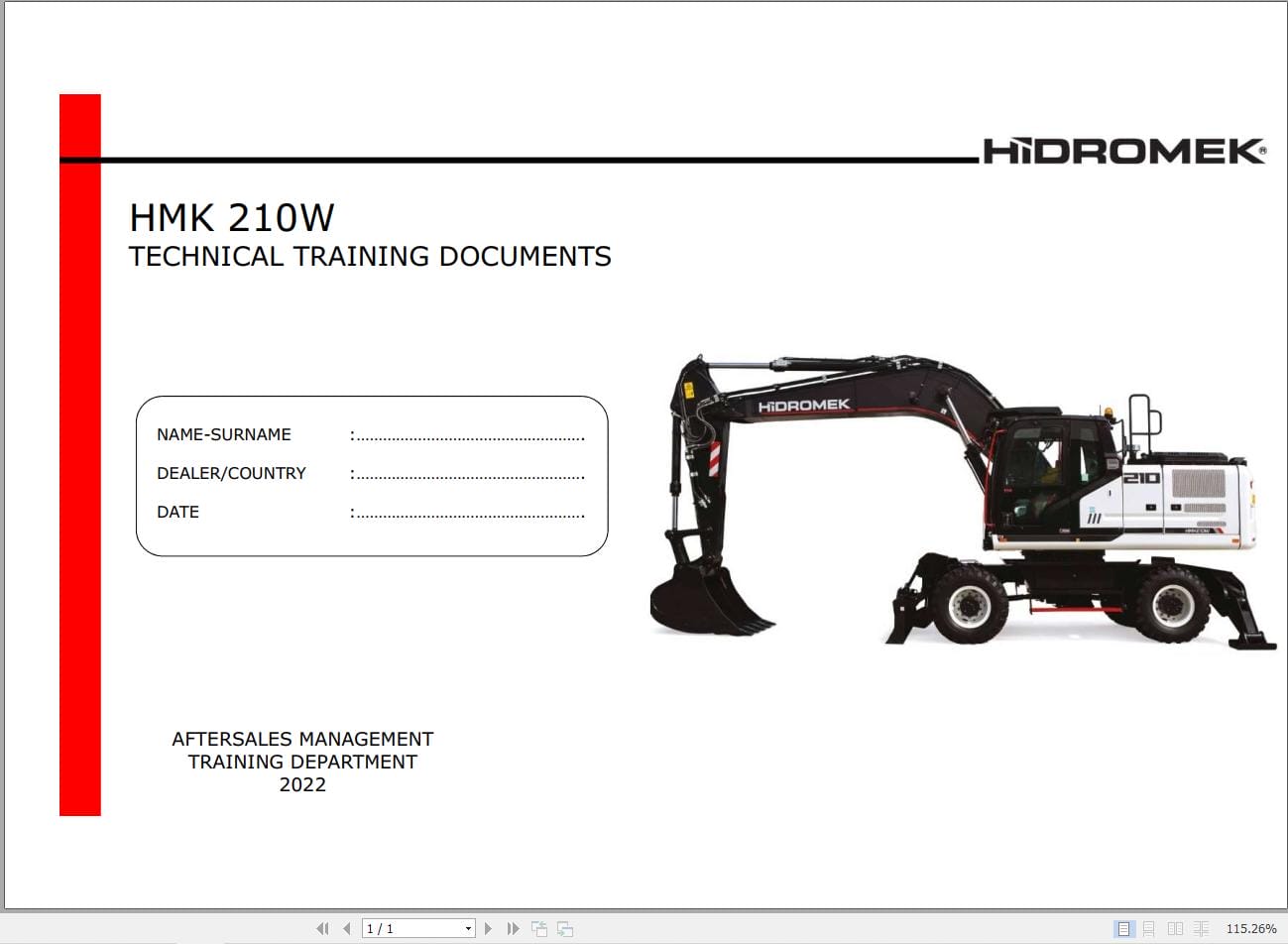 Hidromek Excavator HMK 210W Training Manual (1)