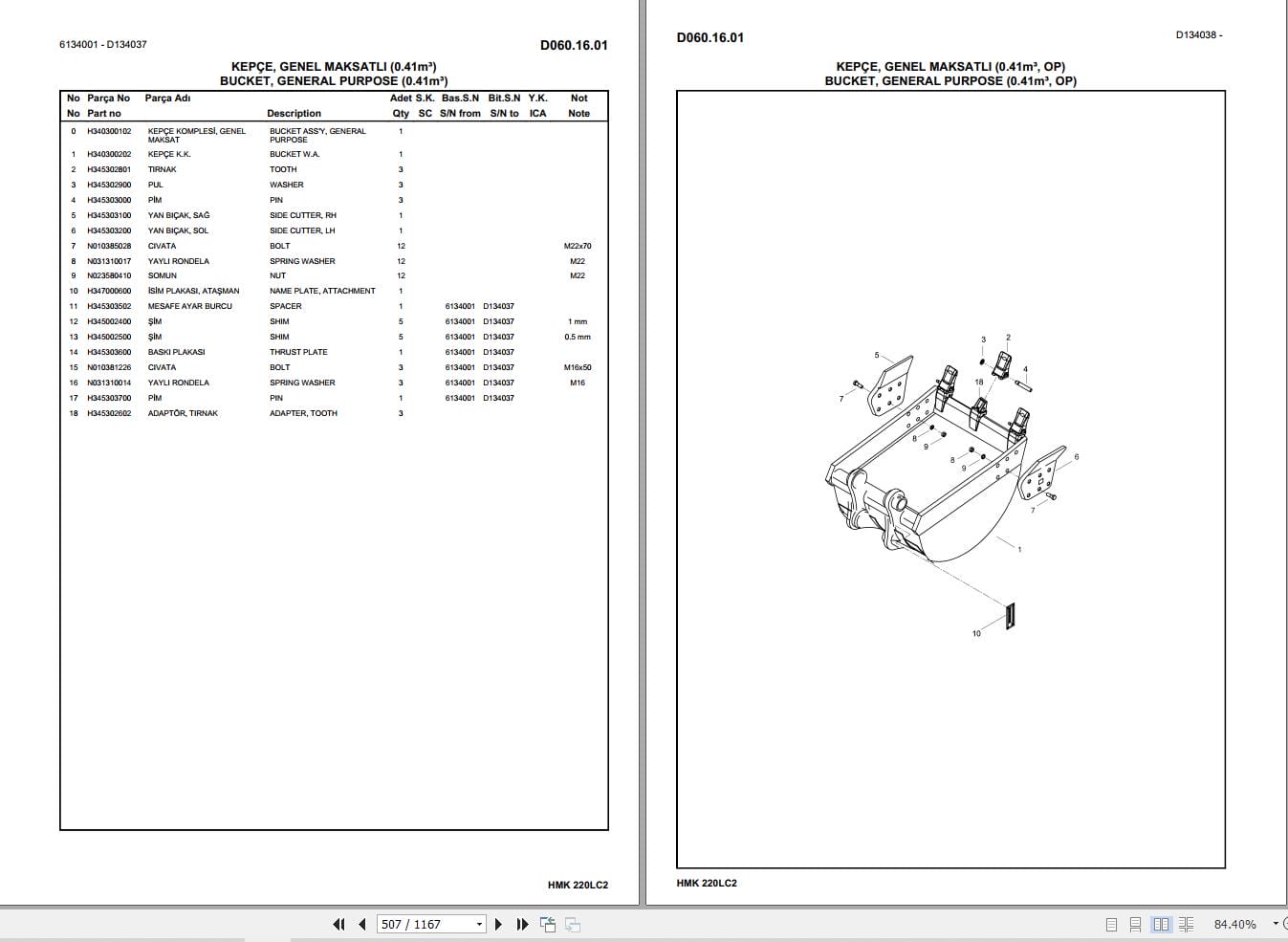 Hidromek Excavator HMK 220LC 2 Parts Catalog 2016 EN TR (2)