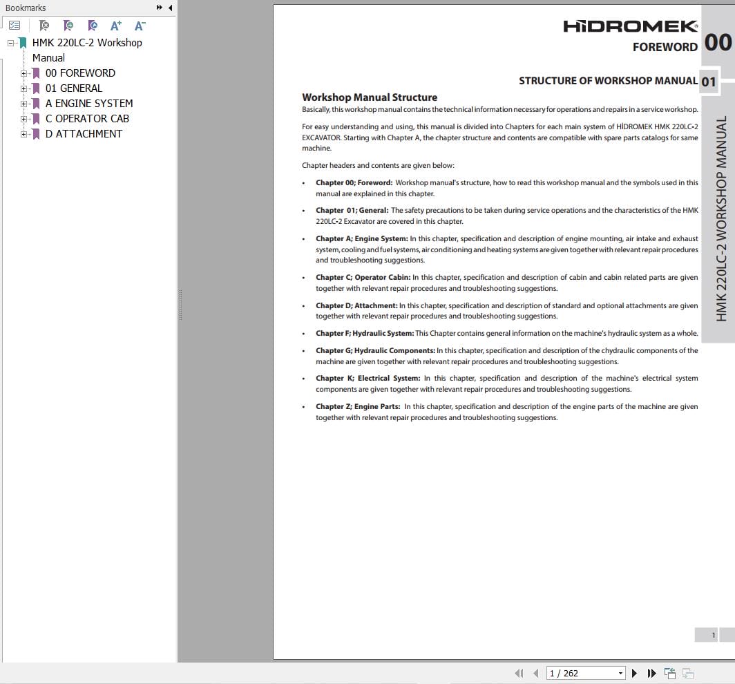 Hidromek Excavator HMK 220LC 2 Workshop Manual (1)