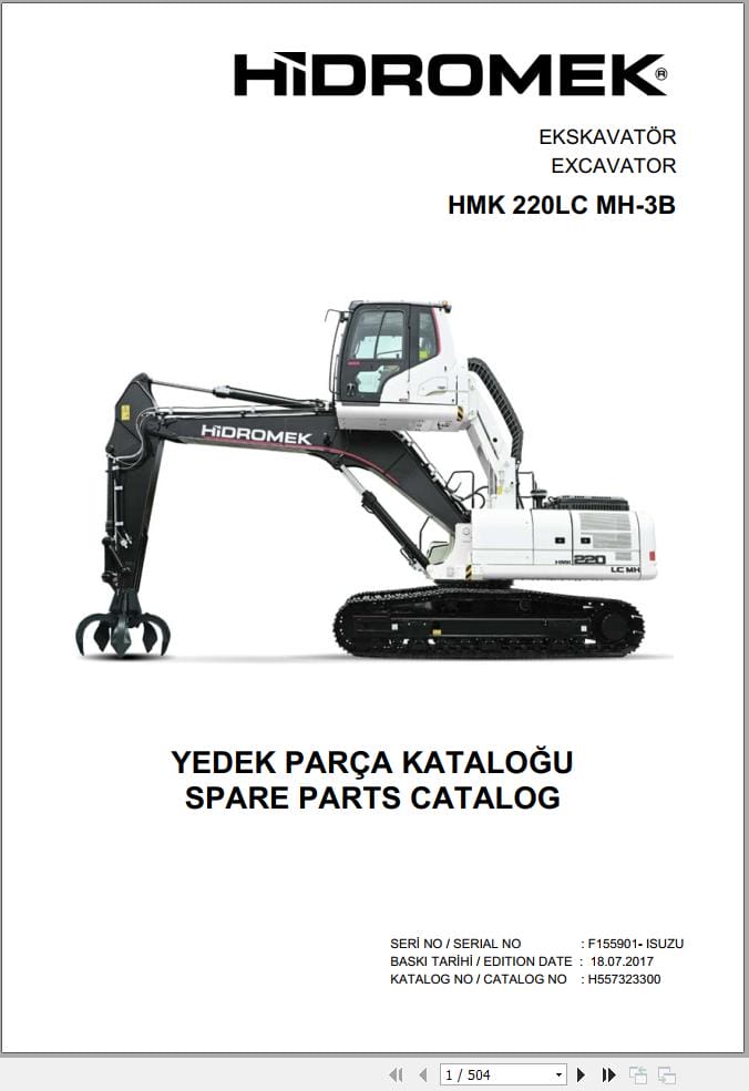 Hidromek Excavator HMK 220LC MH 3B Parts Catalog H557323300 2017 EN TR (1)