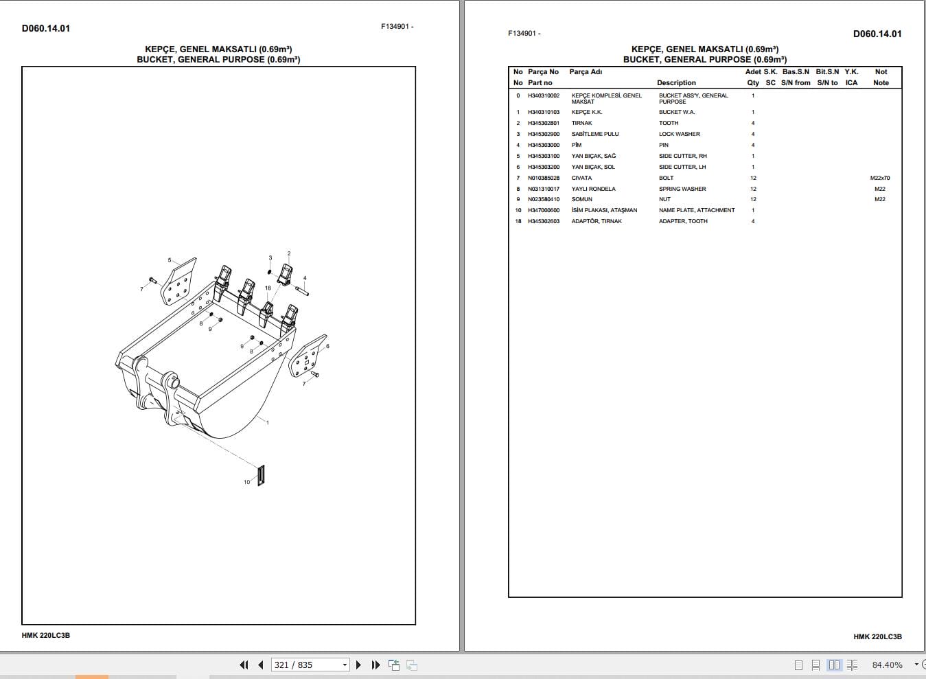 Hidromek Excavator HMK 220LC3B Parts Catalog H347323300 2015 EN TR (2)
