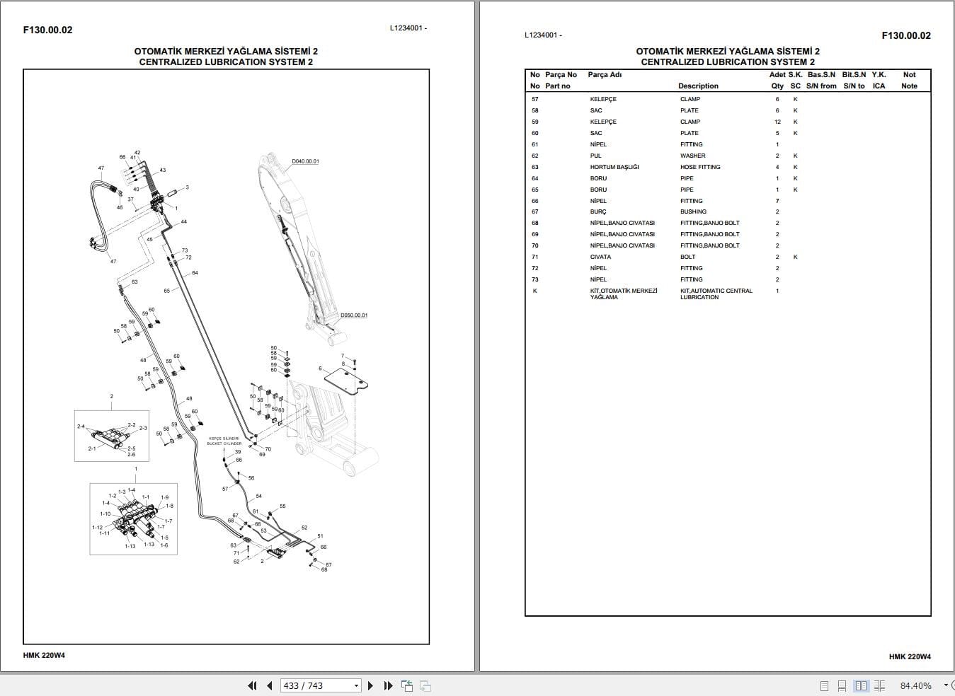 Hidromek Excavator HMK 220W 4 Parts Catalog H237324300 2021 EN TR (2)
