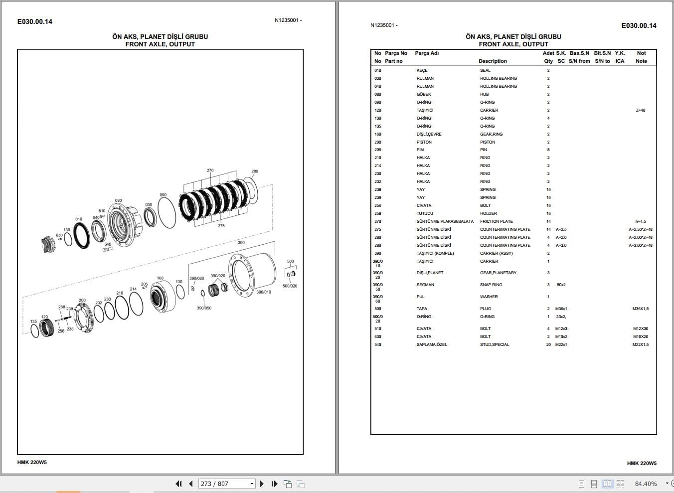 Hidromek Excavator HMK 220W 5 Parts Catalog H237325300 2022 EN TR (2)