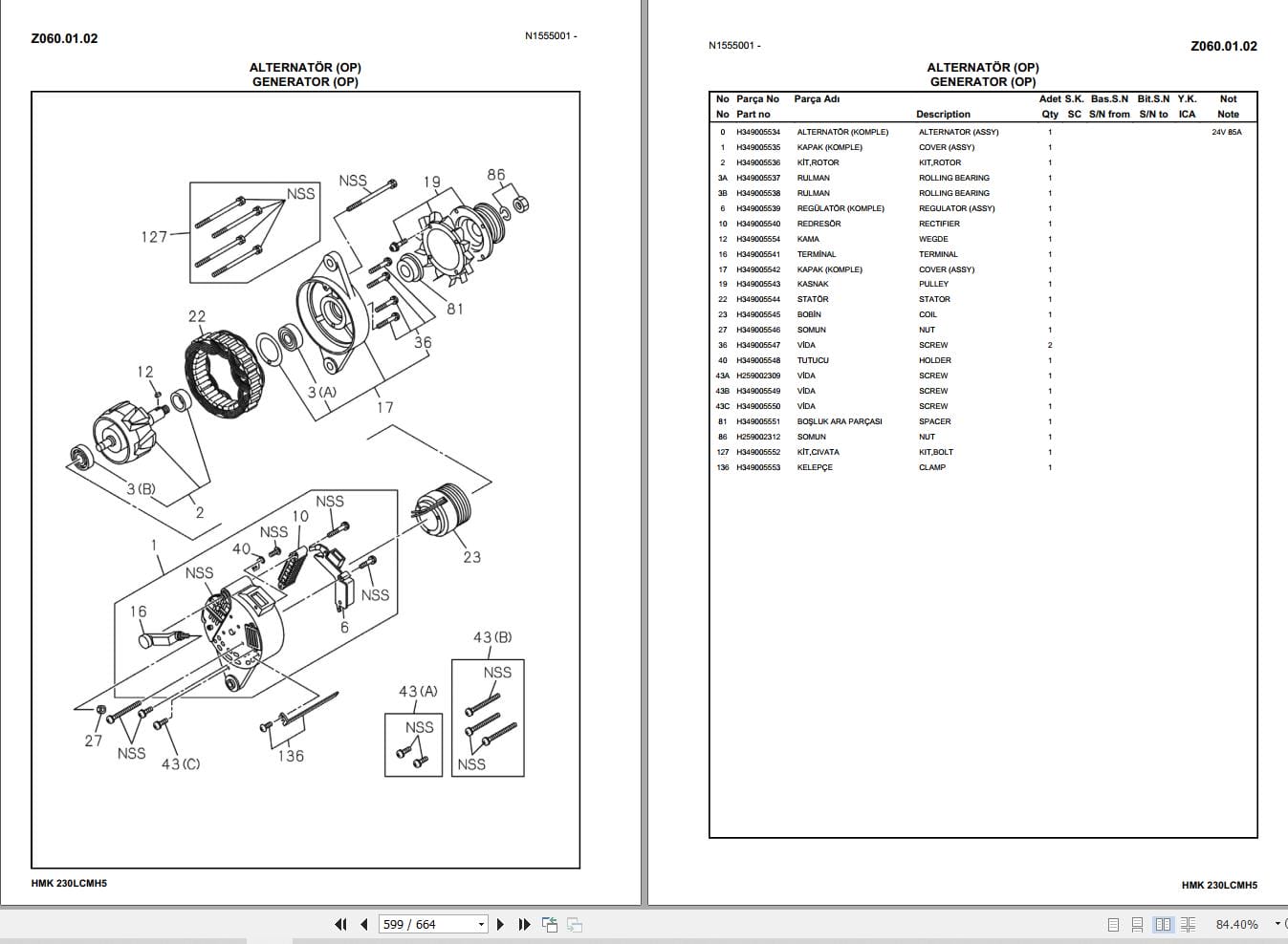 Hidromek Excavator HMK 230LC MH 5 Parts Catalog H557325300 2022 EN TR (2)