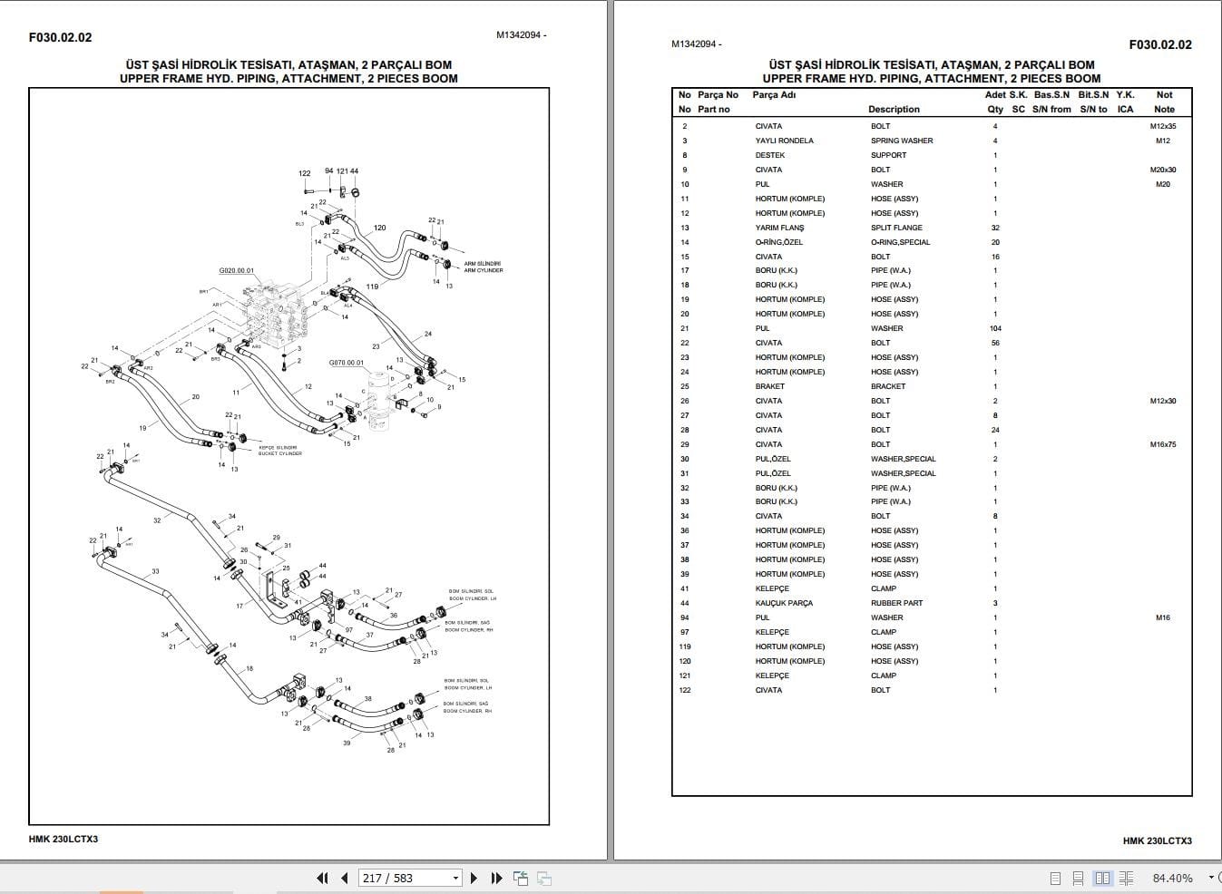 Hidromek Excavator HMK 230LC TX 3 Parts Catalog H34732B300TX 2021 EN TR (2)