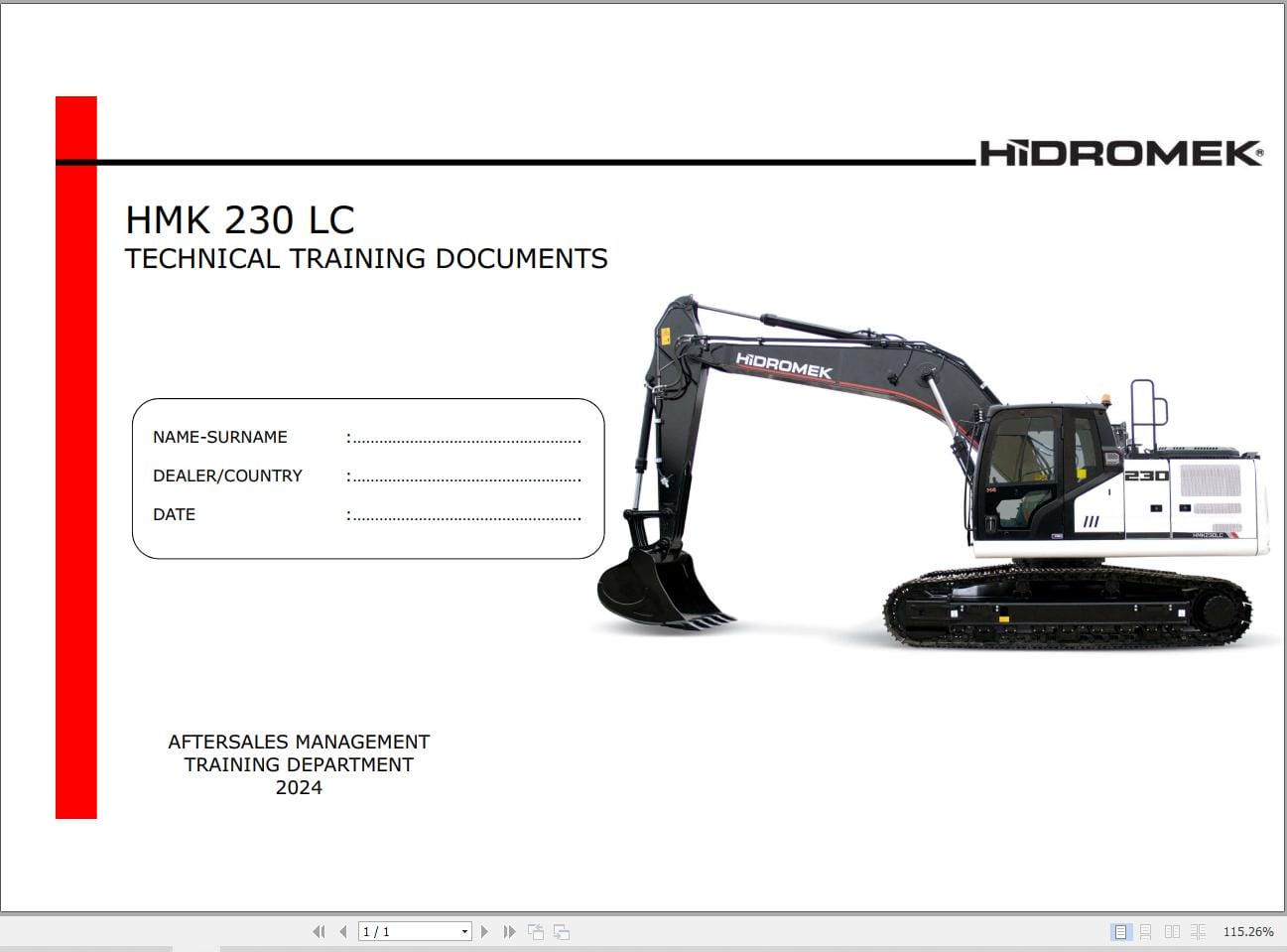 Hidromek Excavator HMK 230LC Training Manual (1)
