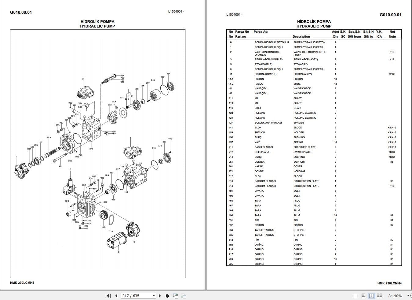 Hidromek Excavator HMK 230LCMH4 Parts Catalog H557325300 2020 EN TR (2)
