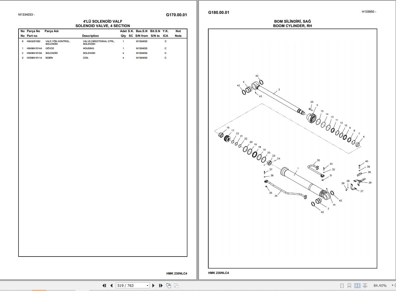 Hidromek Excavator HMK 230NLC 4 Parts Catalog H337324300 2019 EN TR (2)