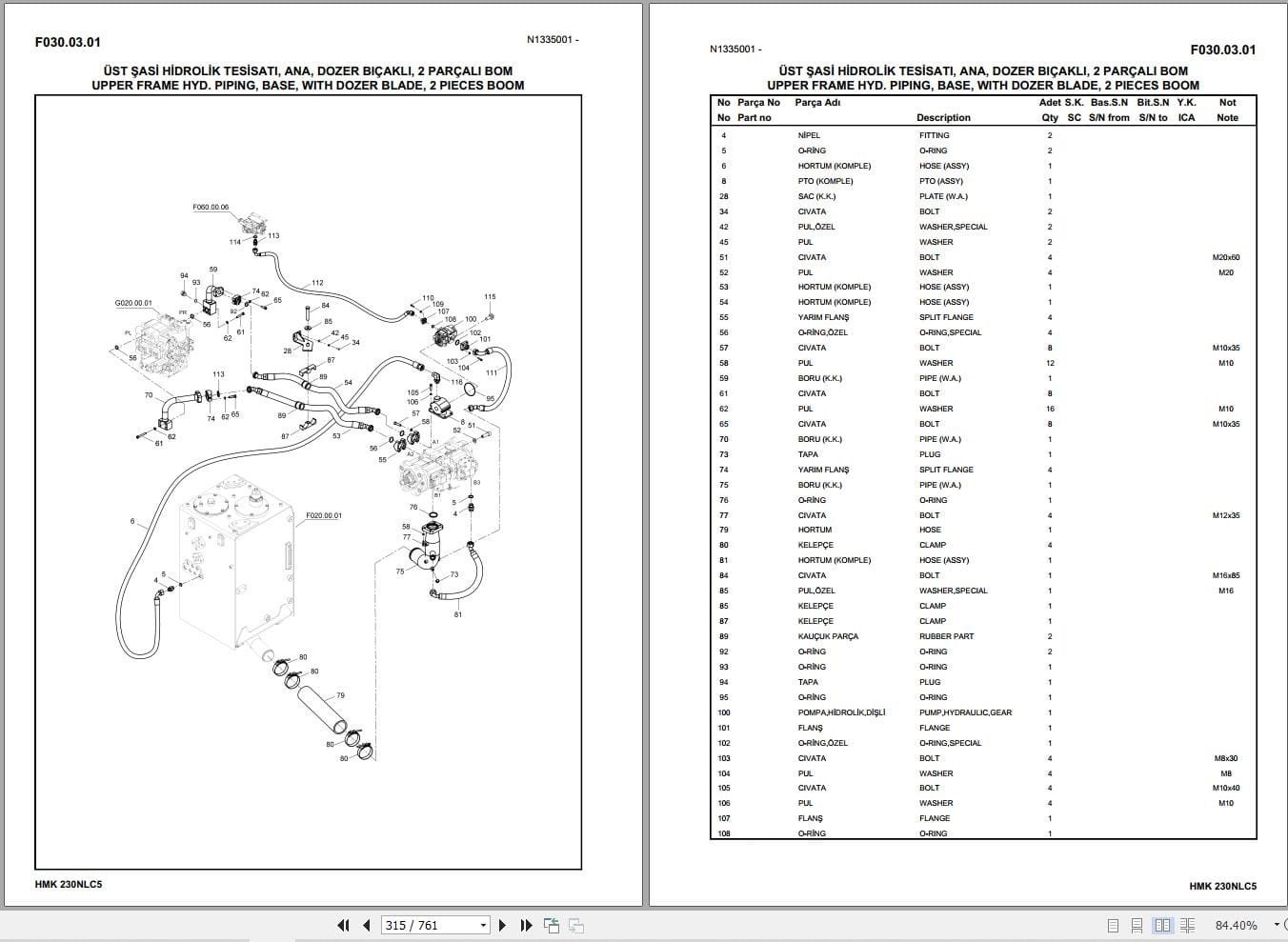 Hidromek Excavator HMK 230NLC 5 Parts Catalog H337325300U 2022 EN TR (2)