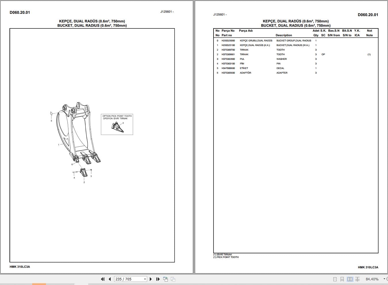 Hidromek Excavator HMK 310LC 3A Parts Catalog H25732C300U 2021 EN TR (2)