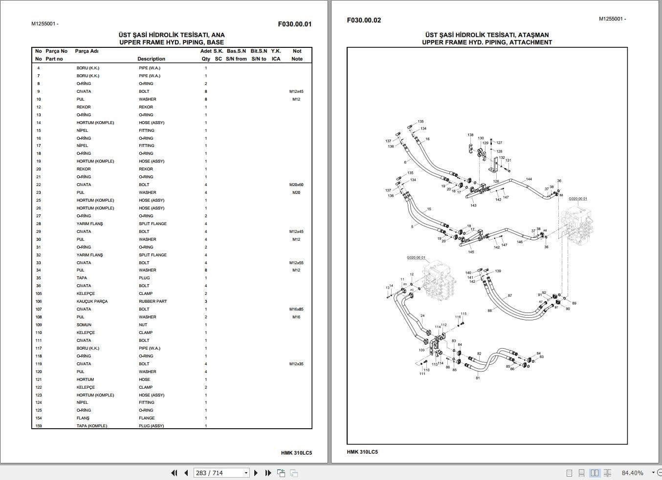 Hidromek Excavator HMK 310LC 5 Parts Catalog H257325300U 2022 EN TR (2)