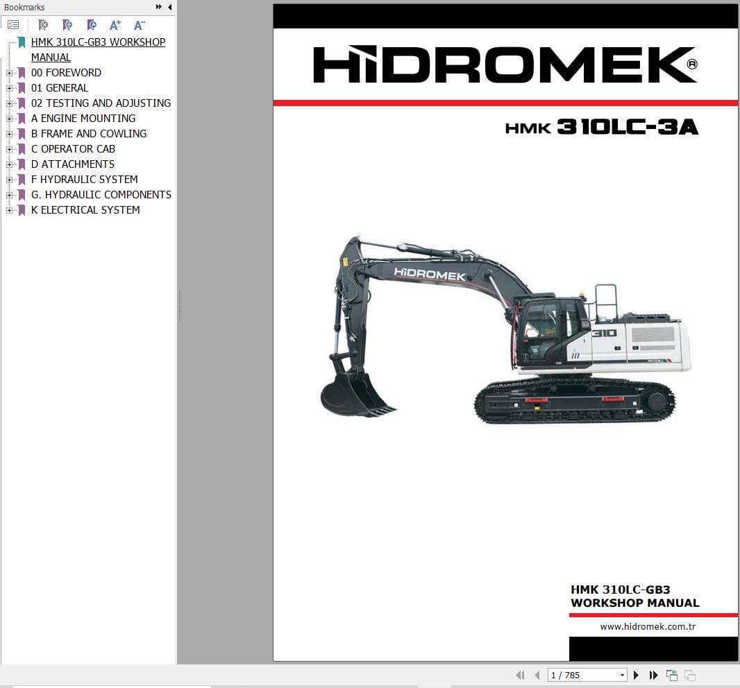 Hidromek Excavator HMK 310LC GB3 Workshop Manual (1)