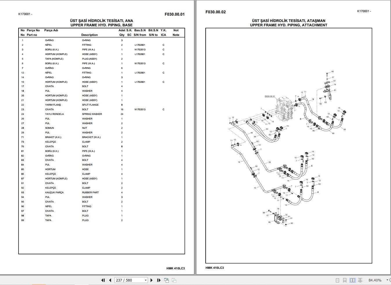 Hidromek Excavator HMK 410LC 3 UHD Parts Catalog H70732B300 2020 EN TR (2)