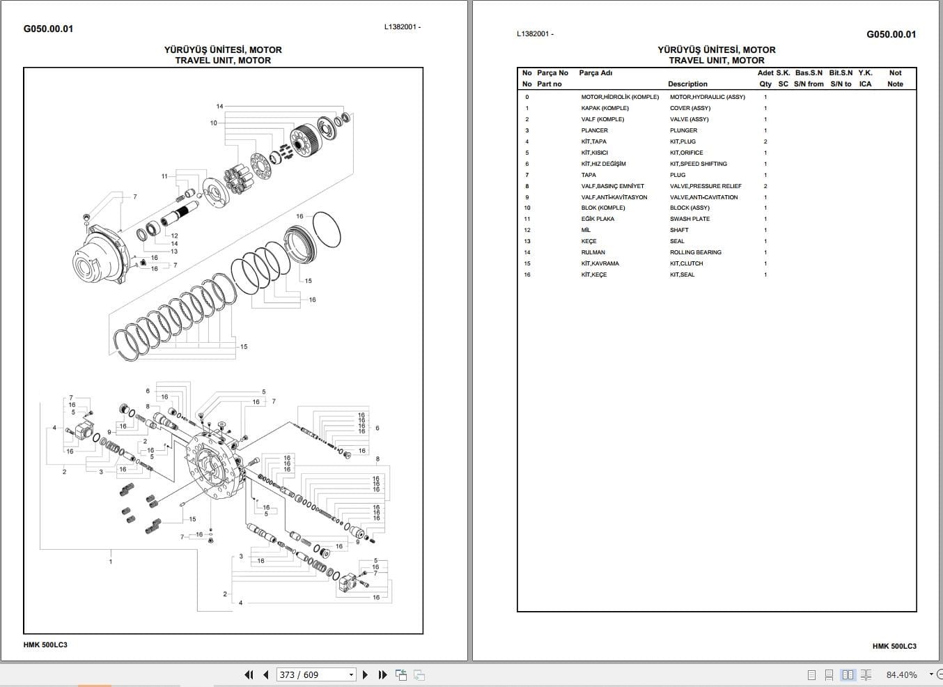 Hidromek Excavator HMK 500LC 3 Parts Catalog H38732B300 2020 EN TR (2)