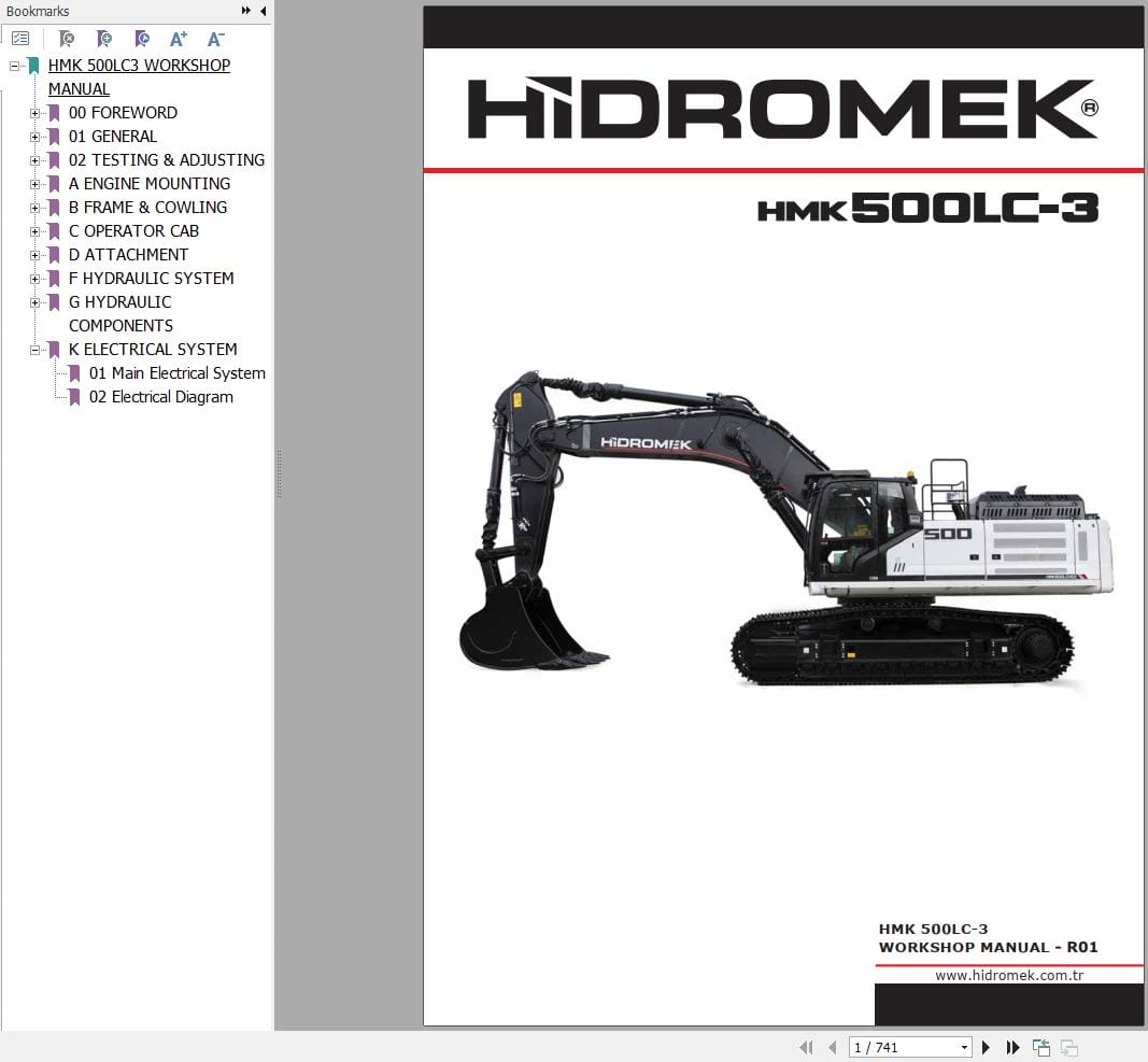 Hidromek Excavator HMK 500LC 3 Workshop Manual R01 (1)