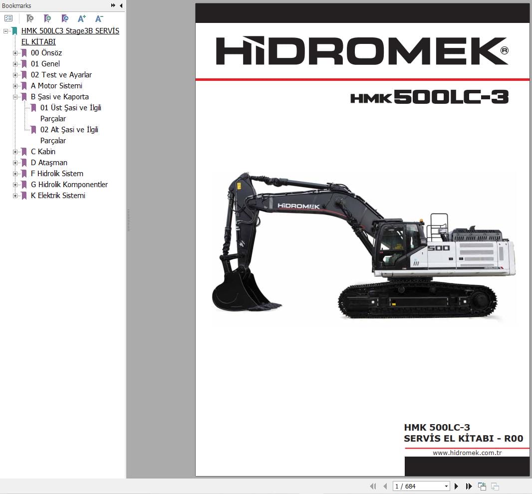 Hidromek Excavator HMK 500LC 3 Workshop Manual TR (1)