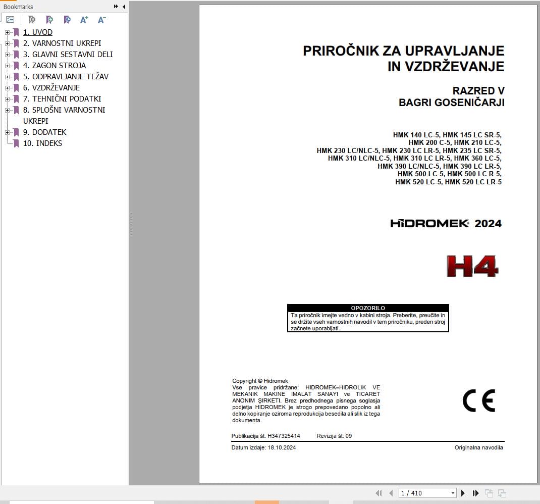 Hidromek Excavator HMK140LC 5 to HMK520LCLR 5 Operation Maintenance Manual H347325414 SL (1)
