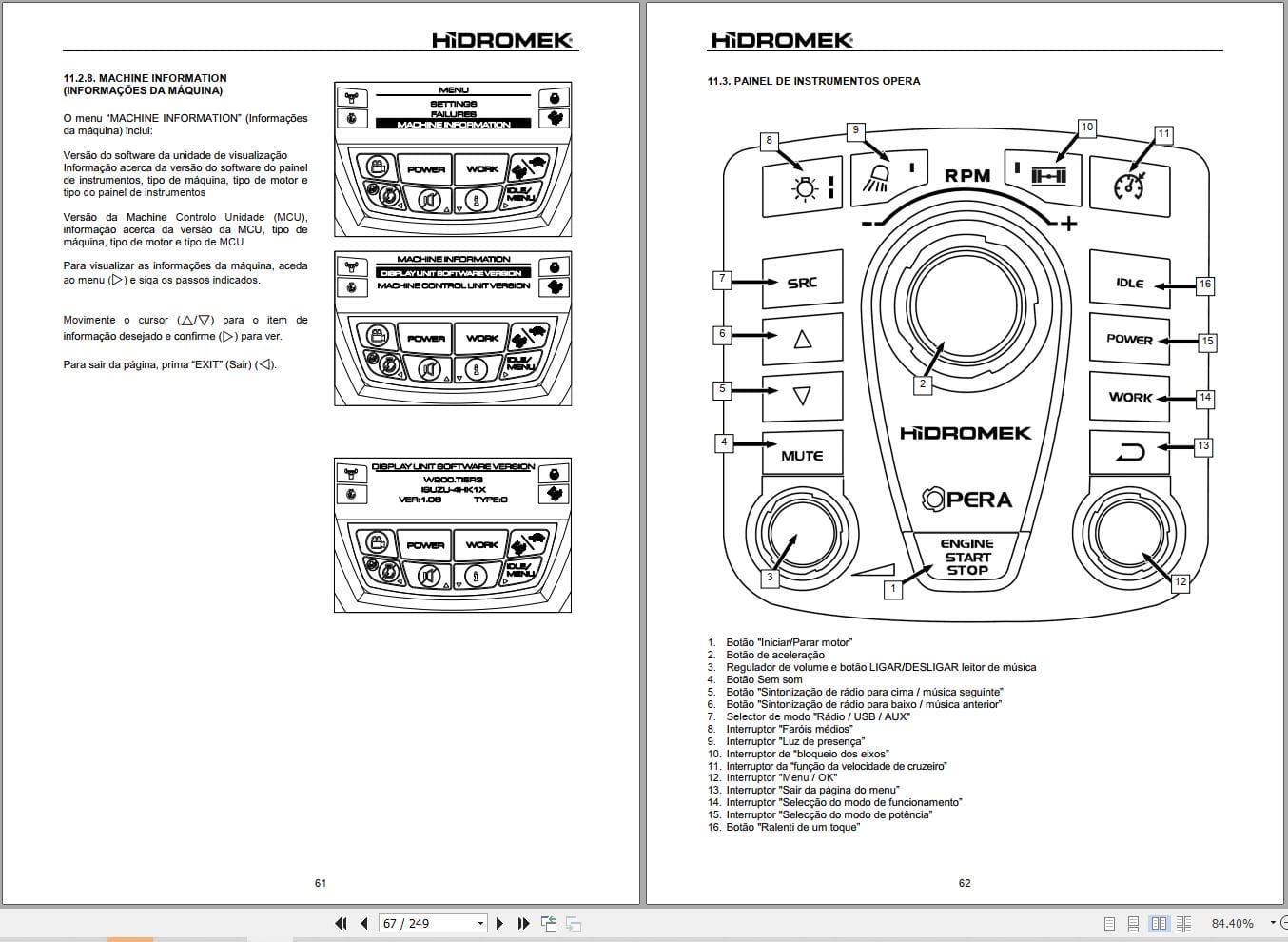 Hidromek Excavator HMK140W 3 HMK200W 3 Operation Maintenance Manual H237322405 PT (2)