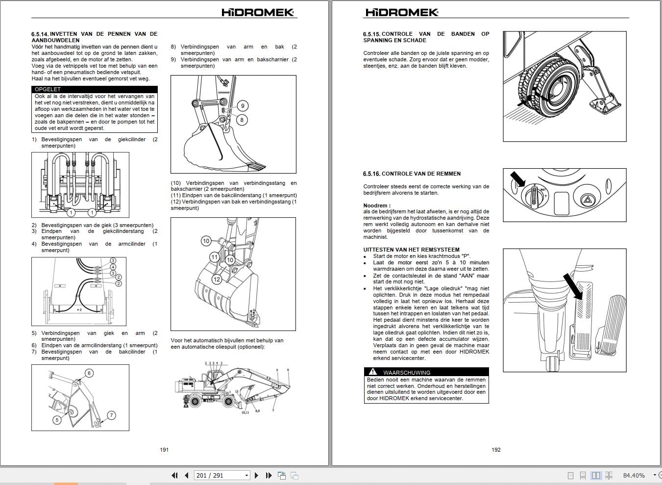 Hidromek Excavator HMK210W 5 HMK220W 5 Operation Maintenance Manual H237325411 NL (2)
