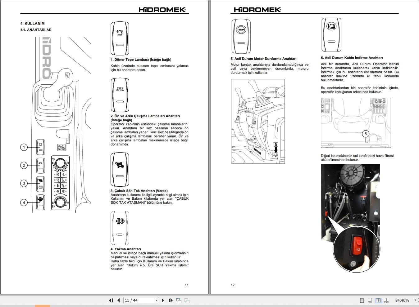 Hidromek Excavator HMK210WMH 5 HMK220WMH 5 Operation Maintenance Manual H527325400 TR (2)