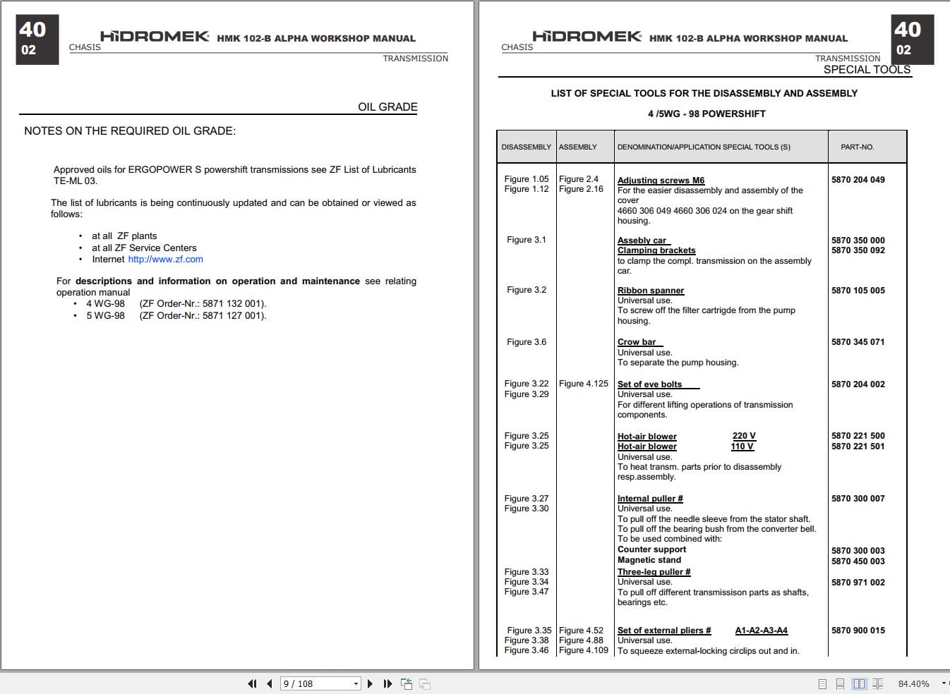 Hidromek HMK 102 B ALPHA ZF Transmission 5WG 98 Workshop Manual (1)