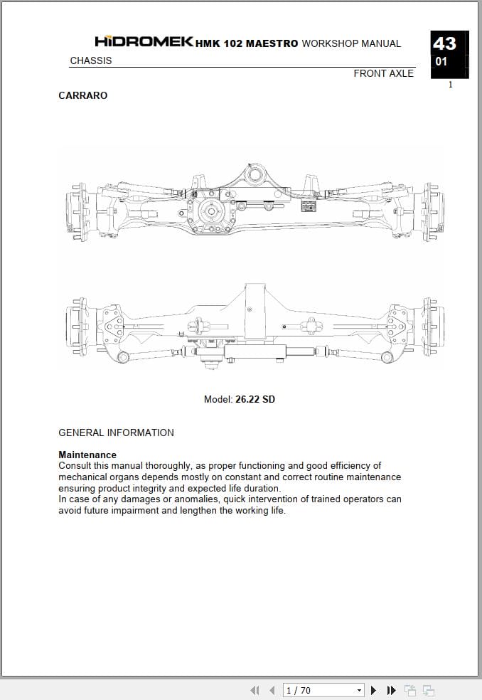 Hidromek HMK 102 MAESTRO Carraro Front Axle Workshop Manual (1)
