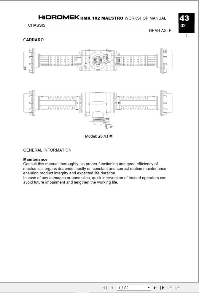 Hidromek HMK 102 MAESTRO Carraro Rear Axle Workshop Manual (1)
