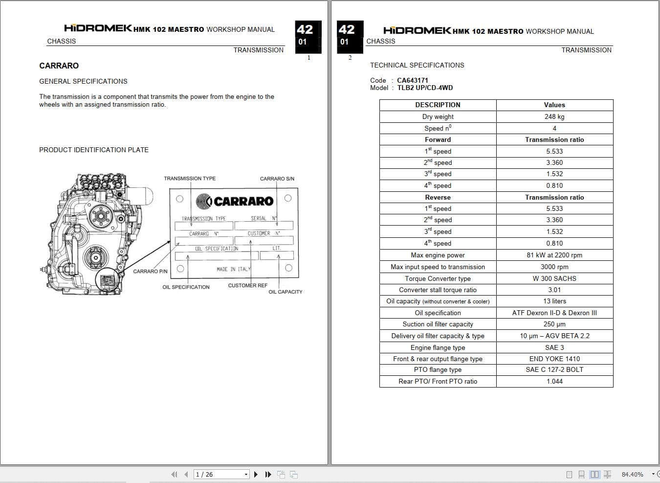 Hidromek HMK 102 MAESTRO Carraro Transmission Operation Manual (1)