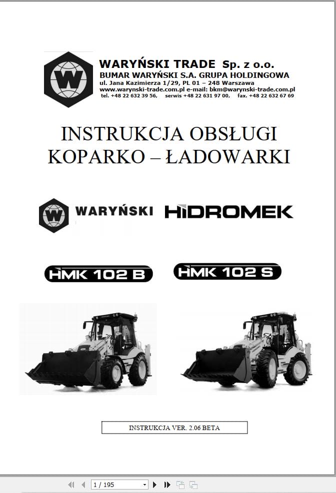 Hidromek HMK 102B 102S Operation Maintenance Manual PL (1)