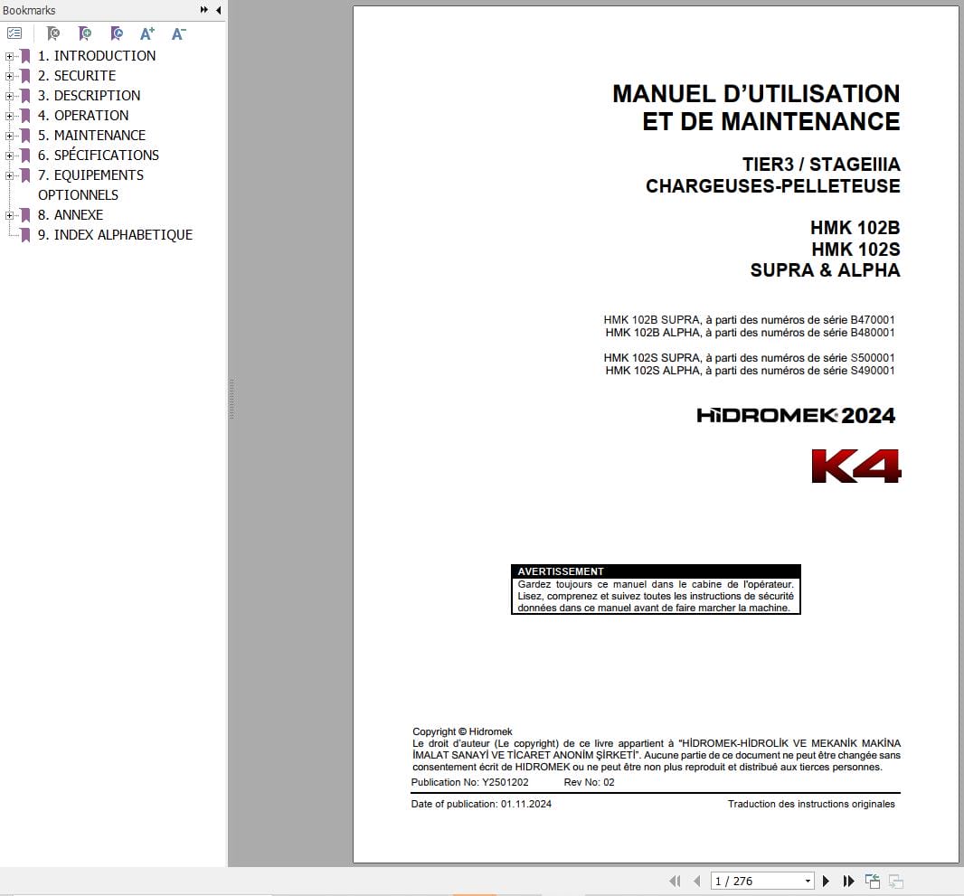 Hidromek HMK 102B 102S SUPRA & ALPHA Operation Maintenance Manual FR (1)
