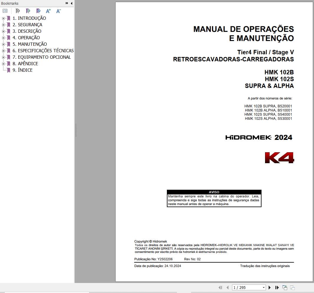 Hidromek HMK 102B 102S SUPRA & ALPHA Operation Maintenance Manual PT (1)