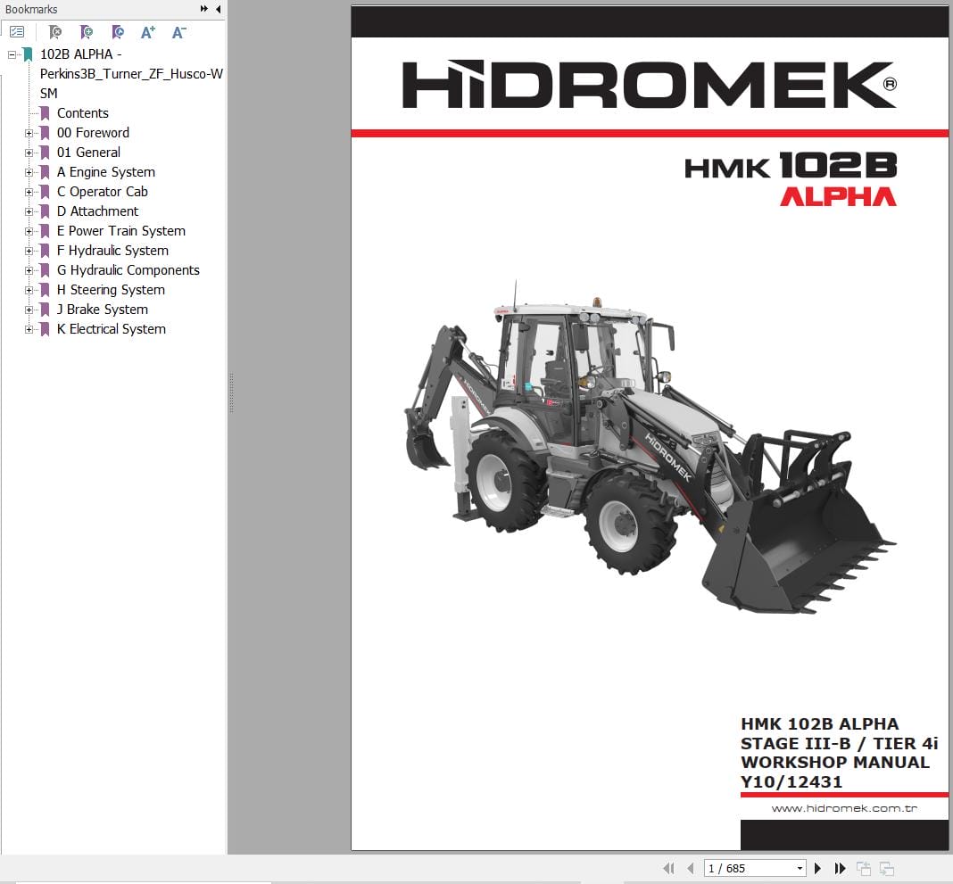 Hidromek HMK 102B ALPHA STAGE III B TIER 4i Workshop Manual Y10 12431 (1)