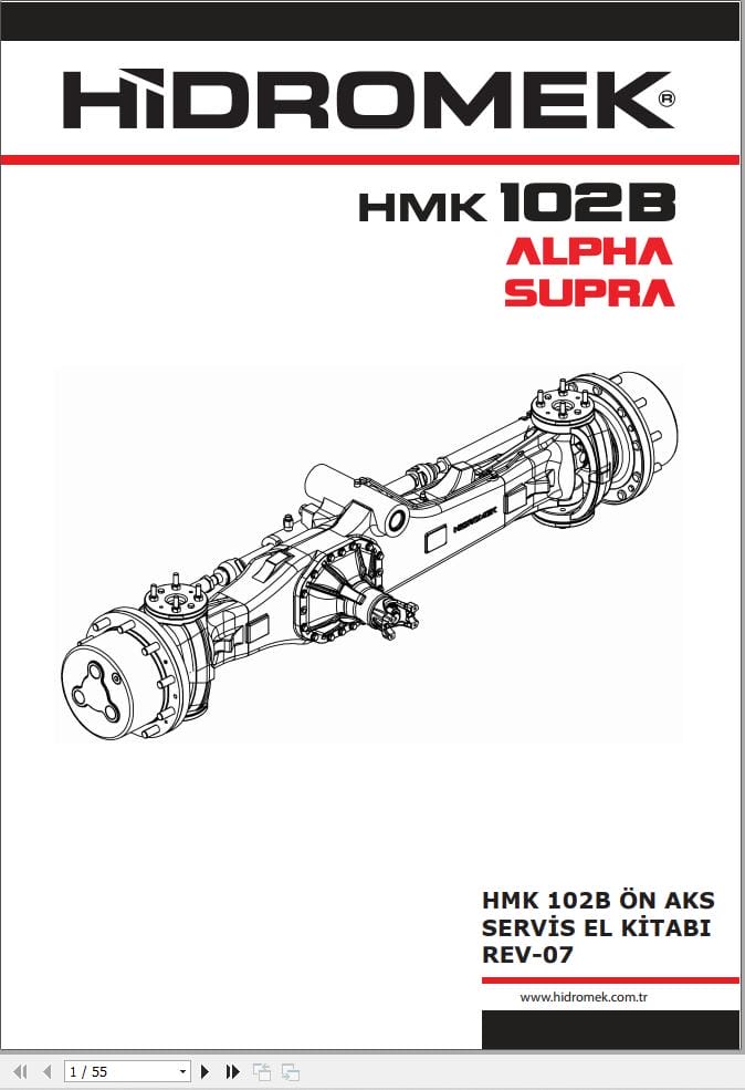 Hidromek HMK 102B ALPHA SUPRA Front Axle Workshop Manual REV 07 TR (1)