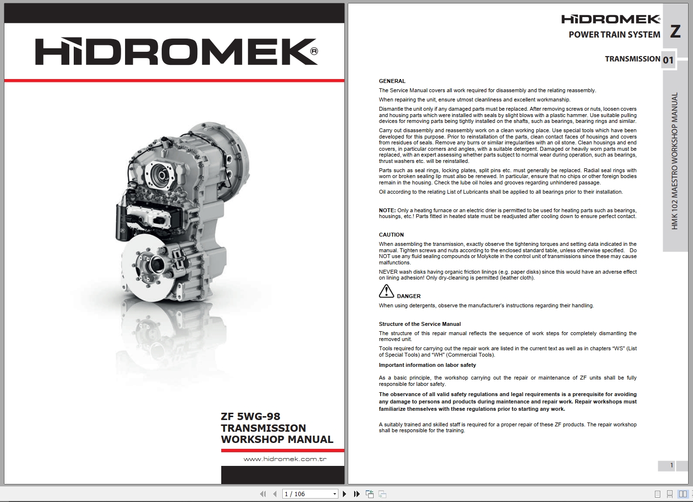 Hidromek HMK 102B S Maestro ZF 5WG 98 Transmission Workshop Manual (1)