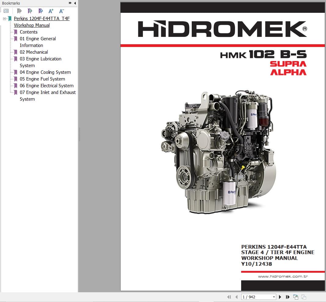 Hidromek HMK 102B S SUPRA ALPHA Engine PERKINS 1204F E44TTA Workshop Manual (1)