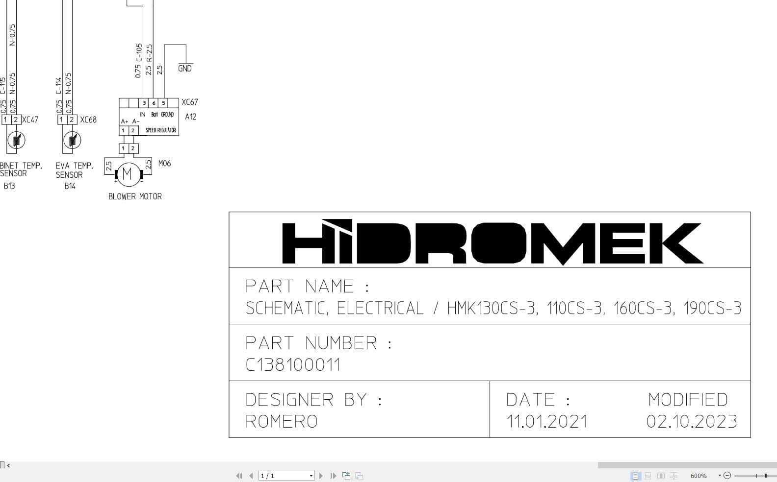 Hidromek HMK 130CS 3 110CS 3 160CS 3 190CS 3 Electric Diagram C138100011 (1)