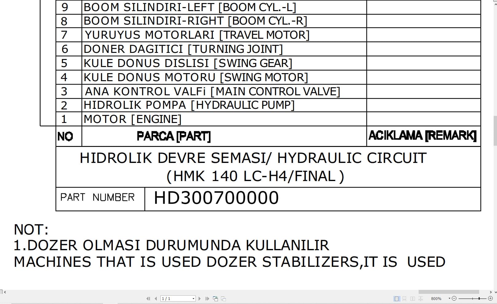 Hidromek HMK 140LC H4 FINAL Hydraulic Diagram HD300700000 (1)