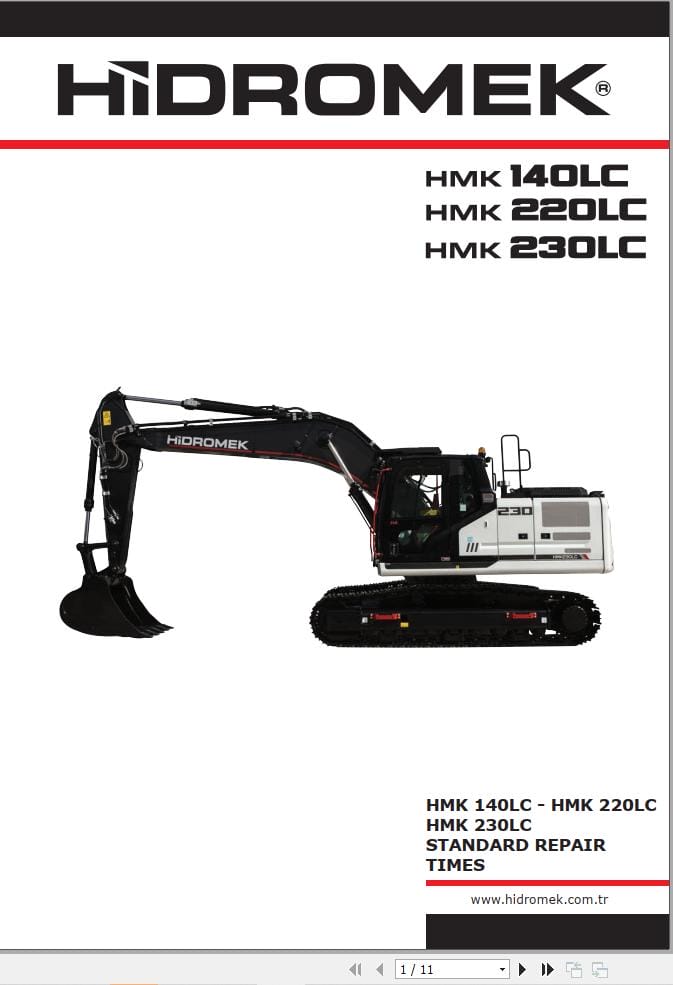 Hidromek HMK 140LC HMK 220LC HMK 230LC Standard Repair Times (1)