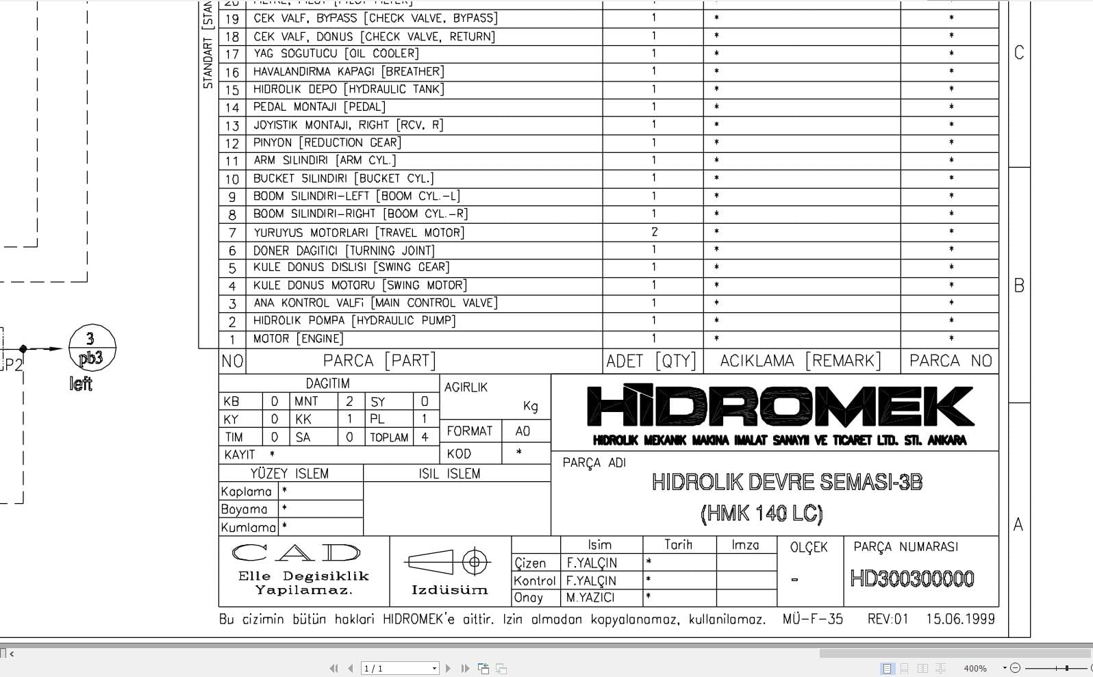Hidromek HMK 140LC Hydraulic Diagram HD300300000 (1)