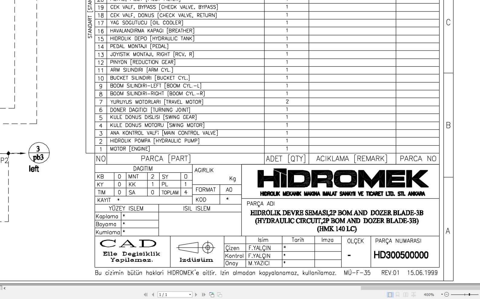 Hidromek HMK 140LC With Dozer Blade + 2P Boom Hydraulic Diagram HD300500000 2016 (1)